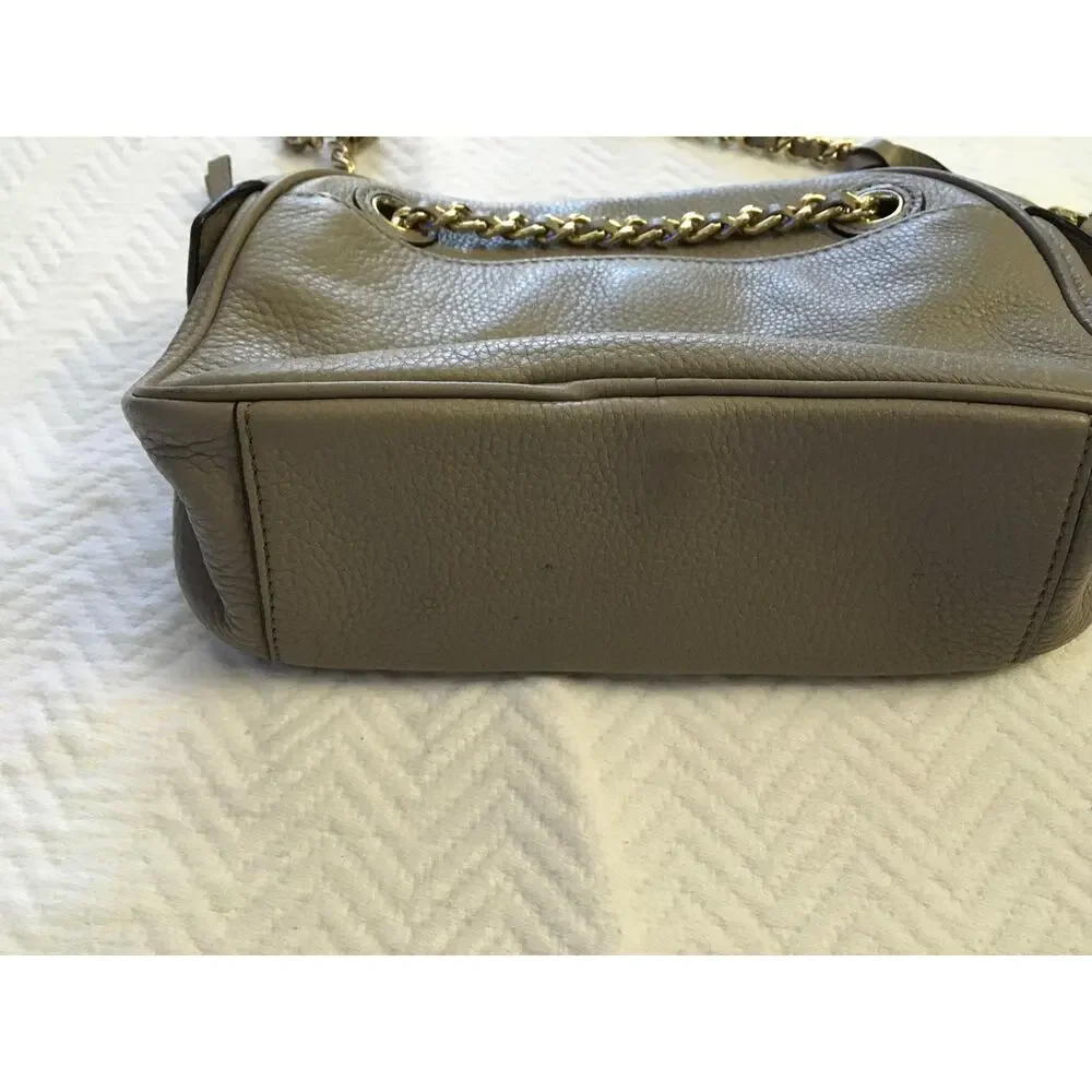 Tory Burch Pebbled Leather Shoulder Bag in Light Gray with Gold Hardware - Picture 12 of 15